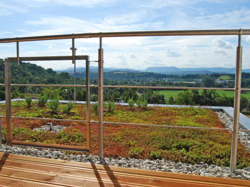 Roof garden with railing